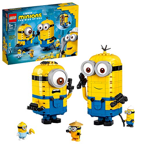 LEGO Minions Personaggi Minions e la loro Tana, Set di Costruzioni da Esporre con Figure di Stuart, Kevin e Bob, 75551