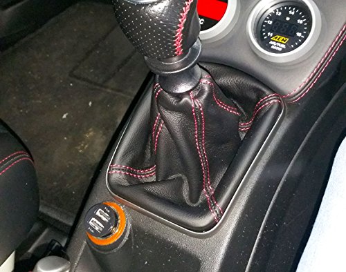 Fiat Grande Punto EVO cuffia leva cambio vera pelle nera cuciture rosse