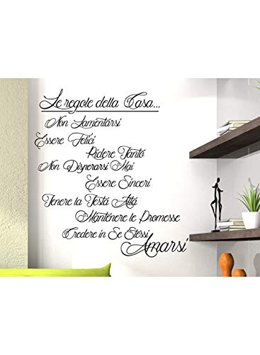 Adesivo Murale Frase Regole della Casa Wall Stickers Aforismi Adesivi Murali Decorazione interni Frasi Citazioni Decorazioni Murali interno Citazione Casa Cucina Amarsi Stickerdesign