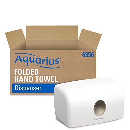 Kimberly-Clark Professional Aquarius 6956 Dispenser di asciugamani Multifold, Installazione a parete, Erogazione foglio a foglio, Colore: bianco, 06956000, Piccolo