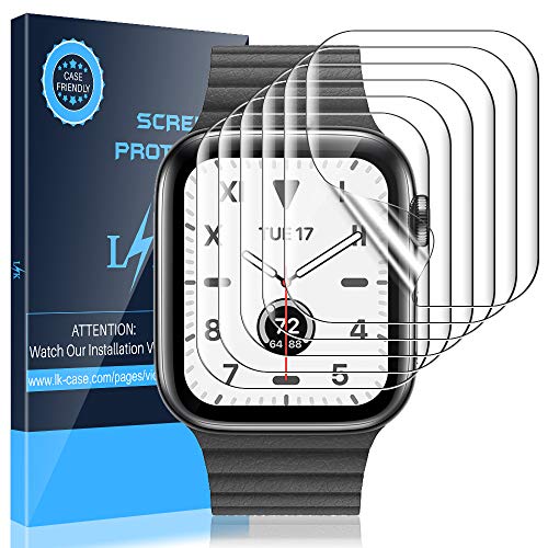 LK Pellicola Protettiva per Apple Watch 44mm / 42mm Series 5 / Series 4 / Series 3, [6 Pezzi] [Copertura Massima] HD Trasparente Morbido TPU Silicone Pellicola Compatibile iwatch 44mm / 42mm