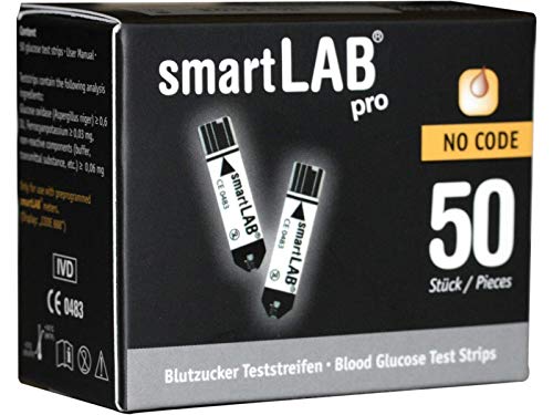 smartLAB pro confezione da 50 strisce glicemia - compatibile solo con misuratore glicemia smartLAB – strisce glucometro ad alta precisione – controllo diabete