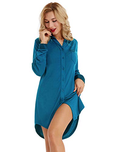Zexxxy Donna Sleepshirt Sleepwear Sexy Camicie Abito da Pigiama Button-Front Camicia da Notte Taglia XL Grigio