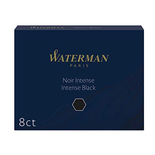 Waterman S0110850 cartucce di inchiostro dimensione standard nero permanente (confezione da 8)