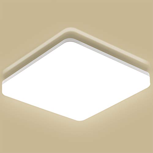 Oeegoo 24W Plafoniera LED, 2400LM Lampada da soffitto LED, IP44 impermeabile Bianco naturale 4000K plafoniera luce quadrata per soggiorno Sala da pranzo Camera da letto Bagno Cucina Balcone Corridoio