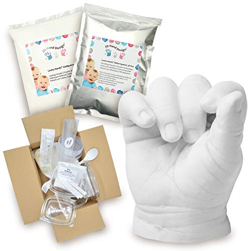 Lucky Hands® Kit per Impronte 3D | per stampi di mani | Idea regalo Festa della mamma (0-6 mesi | con accessori, 6-10 stampi)