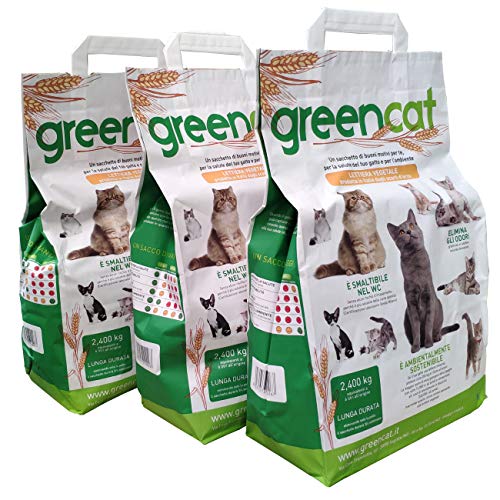 Greencat lettiera per gatti a base d'orzo (3 x 6 litri) tot. 7,20 kg