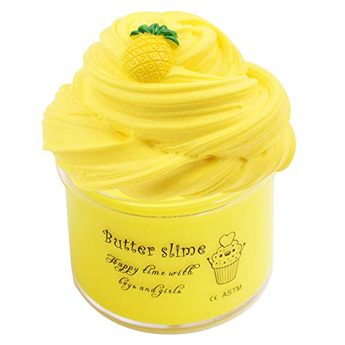 Yellow Pineapple Butter Fluffy Slime, Putty Soft Strechy Non-Sticky Candy Yellow Pineapple Charm Butter Slime Supplies Stress Relief DIY Toy for Girls And Boys 7oz