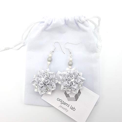 Orecchini gioielli di carta - CRYSTALLIZED™ - SWAROVSKI Elements - Fatti a mano - Colore bianco - Regalo per lei