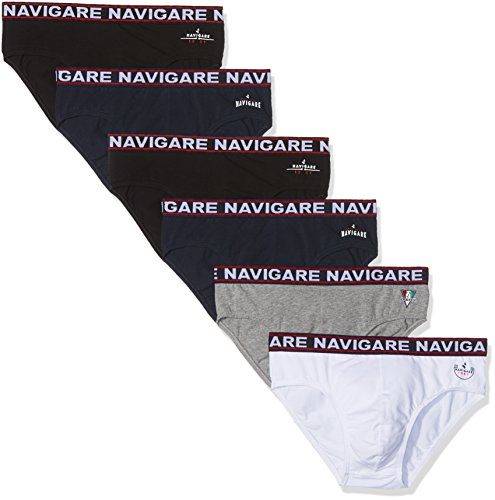 Navigare 324, Slip Uomo, Multicolore (Bianco/Nero/Antracite/Navi), Medium (Taglia Produttore:4), Pacco da 6