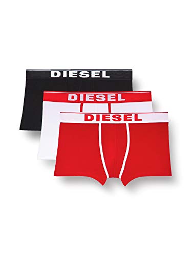 Diesel UMBX-DAMIENTHREEPACK, Slip Uomo, Multicolore (Bright White/Chinese Red/Black E4119-0Jkkc), L, Pacco da 3