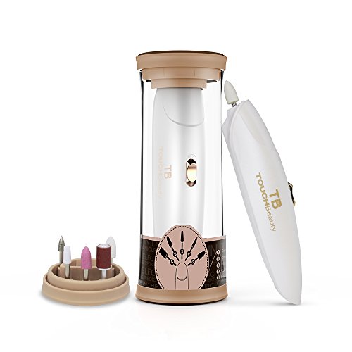 Manicure e Pedicure Elettrico Kit,TOUCHBeauty Potente Fresa per Unghie con 5 Accessori, Lucidatura per Unghie di Piedi Professionale, Scatola di Immagazzinaggio luce LED（Oro）