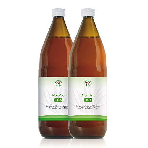 Succo 100% organico Aloe Vera Premium Filettato a mano | Ricco di ingredienti naturali | Aloverosio medio 1200mg | 2 x 1000 ml