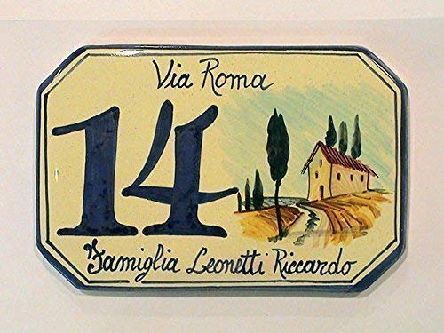 Numeri Civici e Targhe in ceramica PAESAGGIO CASINA CON CIPRESSI - ordina qui il tuo numero civico personalizzato