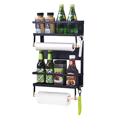 XIAPIA Mensola Cucina da Appendere al Frigo Multifunzione Scaffale Organizer Magnetico Frigorifero Mensola Magnetico Portaoggetti Frigo da Cucina Magnetico Salvaspazio Portaspezie Pieghevole