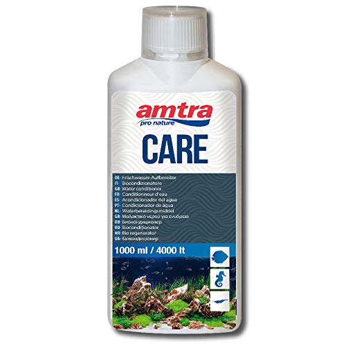 AMTRA CARE - Biocondizionatore per eliminare cloro e metalli pesanti dell'acqua di rubinetto, Trattamento dell'acqua dell'acquario, Formato 1000 ml