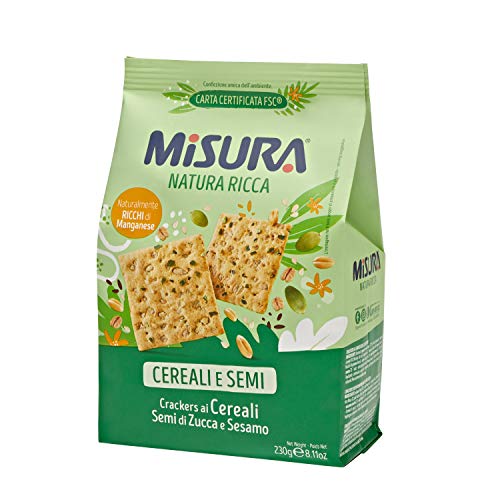 Misura Crackers ai Cereali Natura Ricca | con Semi di Zucca e Sesamo | Confezione da 230 grammi