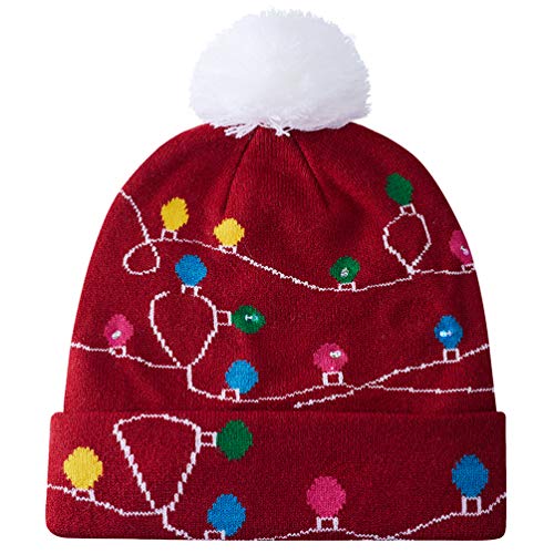 chicolife Cappello da Babbo Natale Unisex LED Merry Christmas Beanie Knit Light Up Funny Sweater Xmas Party Santas cap per Family Girls Boys