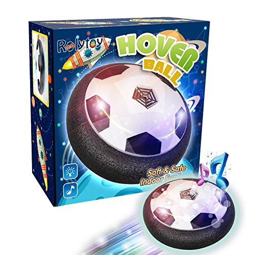 Rolytoy Hover Football Pallone da Calcio Air Power Soccer con Luci a LED e Musica, Bianco/Nero
