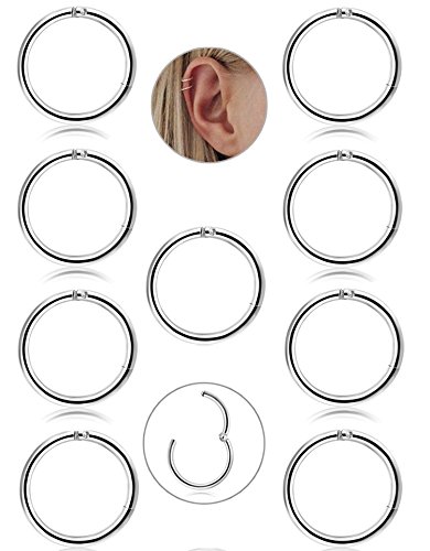 BESTEEL 9 Pz 16G in Acciaio Inox Piercing Naso Orecchini a Cerchio per Le Donne Ragazze Anello Piercing sul Naso del setto Lip Monili del Corpo 8mm