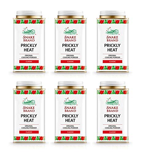 Snake Brand Prickly Heat Polvere corpo rinfrescante 140g Prezzo all'ingrosso Multi-Pack per la farmacia ~ club sportivo ~ negozio di salute ~ centro benessere (Classico, confezione da 6)