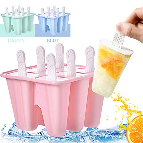 Zaloife Stampi per Ghiaccioli, Gelato Stampi per Gelati Stampo Ice Lolly Riutilizzabile Stampo per Gelato Senza BPA Ideale per la Preparazione di Ghiaccioli, Gelati, Sorbetti (Rosa, 6 Cells)