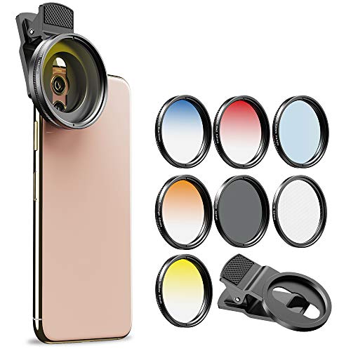 Apexel - Kit di filtri polarizzatori a colori graduati da 52 mm, per fotocamere cellulari iPhone, Samsung, smartphone