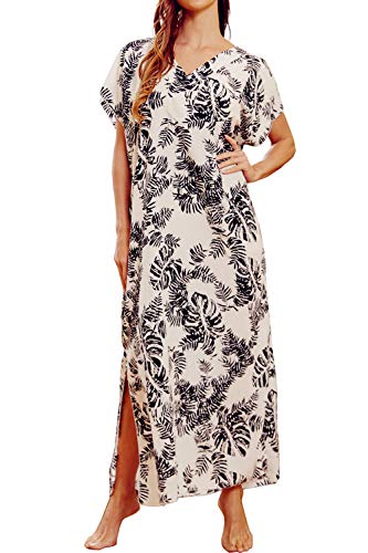 AiJump Donna Lungo Kaftan Bohémien Vestito da Spiaggia Abito Maxi Parei Mare Costume da Bagno Cover Up Dress Estate