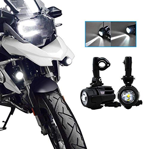 Faretti LED Moto Supplementari, SUPAREE Fari Antinebbia Moto faro Moto LED Anteriore per Moto Universale-40W 6000LM 6000K (2 pezzi)
