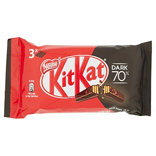 NESTLÉ KITKAT DARK 70% Snack con wafer ricoperto di cioccolato fondente 3 snack da 41,5g