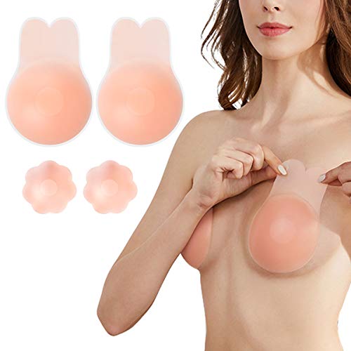 MELLIEX Copricapezzoli di Silicone Push Up, Nipple Cover Reggiseni Adesivi, Senza Spalline Silicone Invisibili Riutilizzabile Copri Capezzoli da Donna