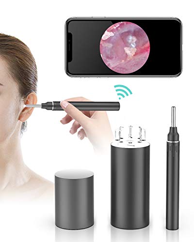 3.9mm Otoscopio Digitale,OVIFM HD 1080P USB Endoscopio Wifi Telecamera Orecchio Professionale per Iphone/Android/Tablet,Impermeabile Kit Pulizia Orecchie con 6 Luce e Porta Cellulare per Umani,Cane