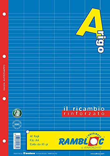 Ricambio rinforzato Rambloc Pacco da 4 Ricambi A4 rigo A (160 fogli totali)