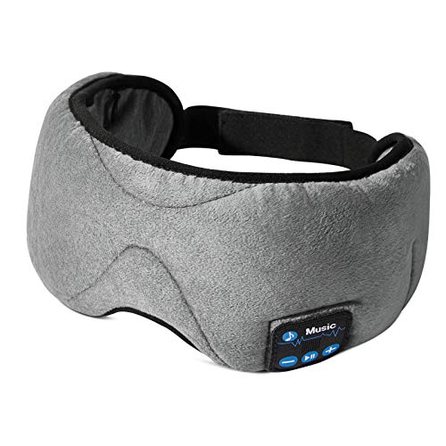 ESR Mascherina per Dormire con Cuffie Bluetooth 5.0, Maschera 3D Per Occhi con Altoparlanti Stereo Ultrasottili Hd, Fascia Lavabile e Regolabile Per Sport, Sonno, Pisolino, Yoga e Viaggi Aerei, Grigio