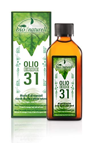 Olio 31 Erbe Biologico 100 ml Naturale Tonificante Per Massaggi Muscolari Per Aromaterapia Per Diffusore Azione Balsamica Profumazione Gradevole e Persistente - Non Unge
