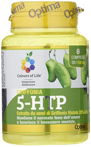 Colours of Life - Griffonia 5-HTP - Integratore di Semi di Griffonia - Mantiene il Normale Tono dell'Umore e Favorisce il Benessere Mentale - Senza Glutine e Vegano, 60 Compresse