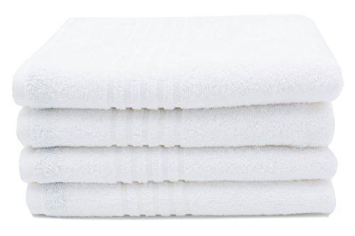 Zollner 4 asciugamani bianchi in spugna ,50x100 cm, 100% cotone