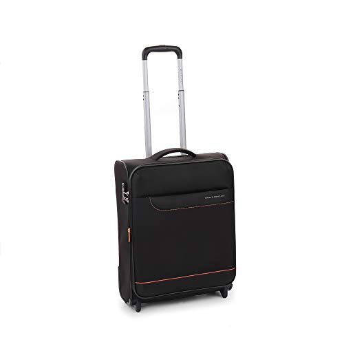 Roncato Jazz trolley bagaglio a mano espandibile nero, perfetto per voli low cost, Misura: 55x40x20/23 cm, 42/48 Litri, 2.2 Kg, 2 ruote