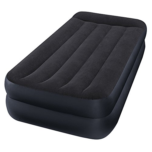 Intex 64122 Materasso Classic Durabeam Pillow Rest Singolo con Tecnologia Fiber Tech Pompa 341, PVC-Poliestere, Blu, 99 x 191 x 42 cm