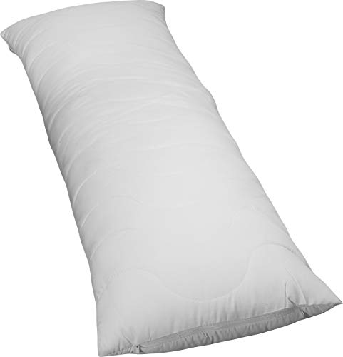 Esclusivo tessuto HEIMTEXTIL, cuscino per chi dorme sul fianco, cuscino imbottito con trapuntatura a onde., bianco, 40 x 145 cm