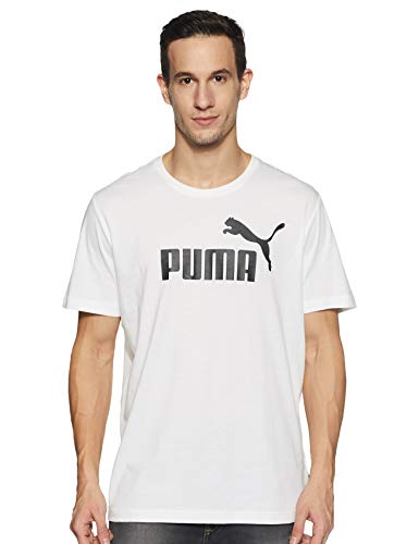 PUMA Essentials Logo Tee M, Maglietta Uomo, Bianco (White/Black), M