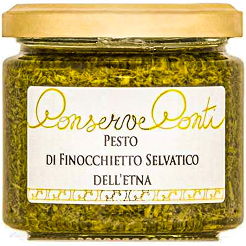 Pesto di finocchietto selvatico dell'Etna in olio extravergine d'oliva - Vaso da ml. 212 - produzione artigianale Conserve Conti