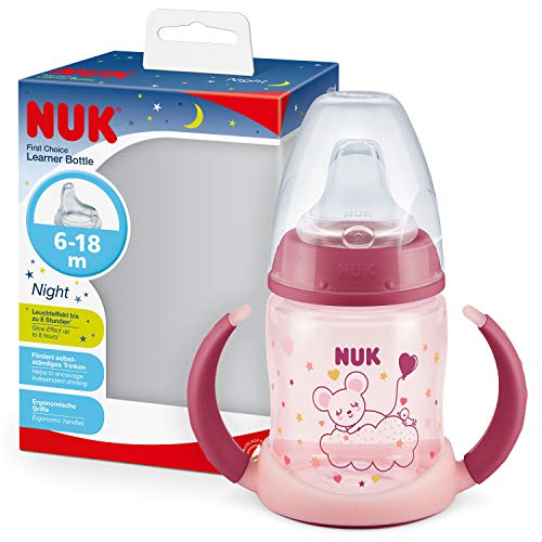 Nuk Nuk First Choice+ Bicchiere Antigoccia Learner Cup Night | 6-18 Mesi | Beccuccio In Silicone A Prova Di Perdite | Rosa - 160 g