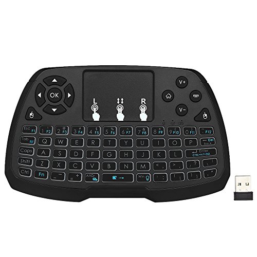 Docooler 2.4GHz Wireless Keyboard Touchpad Mouse Telecomando Portatile 4 Colori Retroilluminazione per Android TV Box Smart TV PC Notebook