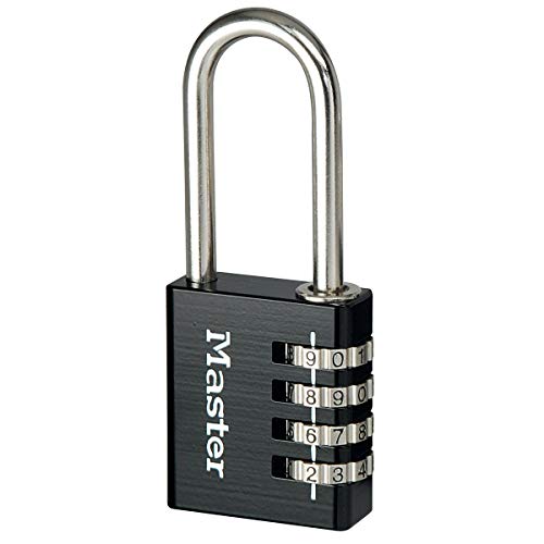 Master Lock 7640EURDBLKLH Lucchetto con Combinazione in alluminio, Nero, 4 x 7.8 x 1.5 cm