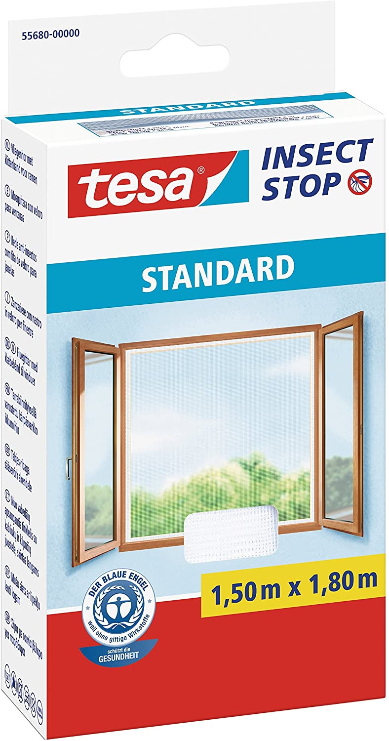 Tesa 55680 Zanzariera per Finestra Standard, Bianco, 1.5 x 1.8 m