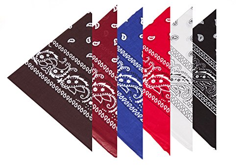 BOOLAVARD 100% Cotone, 1, 6 o 12 Confezioni Bandane con Motivo Paisley Originale | Scelta di Colore Headwear/Capelli dell'involucro della Sciarpa legame Testina del Nastro da Polso Collo (12 Nero)