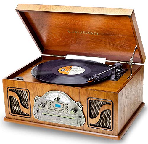 Giradischi Vintage Multifunzione | Radio Bluetooth | Lettore CD | Lectore Mp3 | Radio Vintage | Legno | RCA | USB | Altoparlanti Stereo Integrati LAUSON IVX22