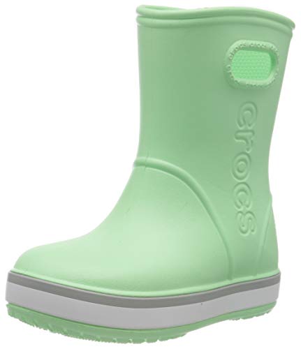 Crocs Crocband Rain Boot Kids, Stivali di Gomma Unisex-Bambini, verde (Neo Mint/Light Grey 3to), 23/24 EU