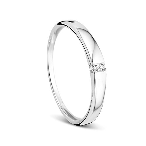 Orovi Memoire, anello da donna per matrimonio o fidanzamento, in oro bianco da 9 carati (375) con diamanti da 0,02 carati e Oro bianco, 15, colore: gold, cod. OR72341R55